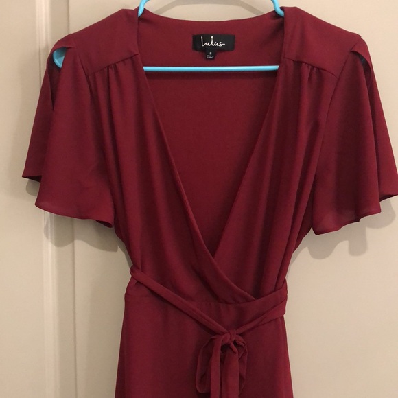 Lulu’s Raspberry Wrap Dress - Picture 4 of 4